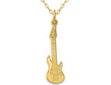 10K Yellow Gold Guitar Charm Pendant Necklace with Chain